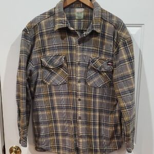 Dickies Gray and Yellow Plaid Shirt